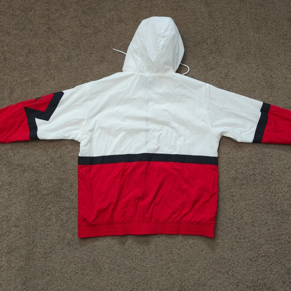 JORDAN Mens Windbreaker Jacket XXL White Red Nylon Colorblock Streetwear